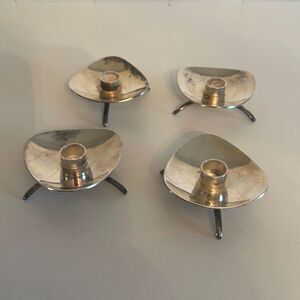Vintage Signed Cohr Denmark Modernist Silverplated Candle Holders set of 4